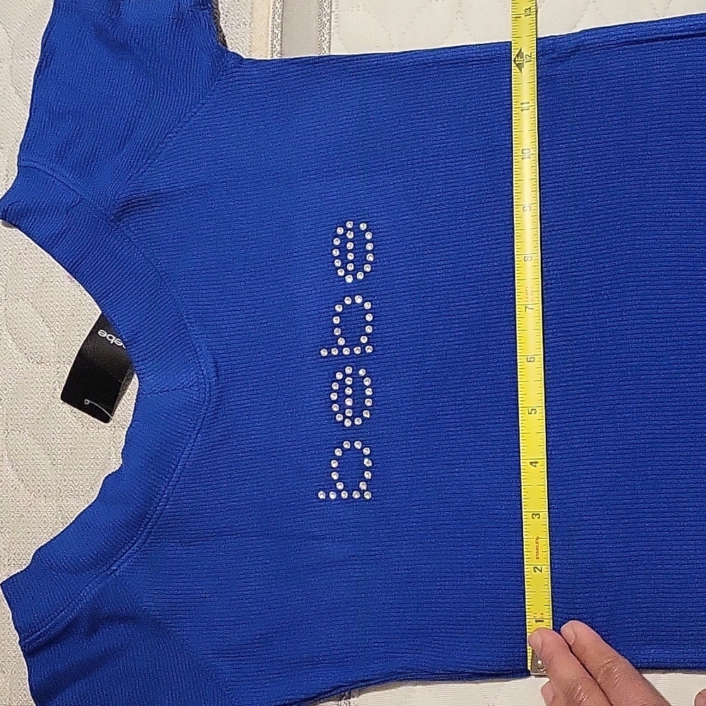 Bebe Rhinestone top in color blue